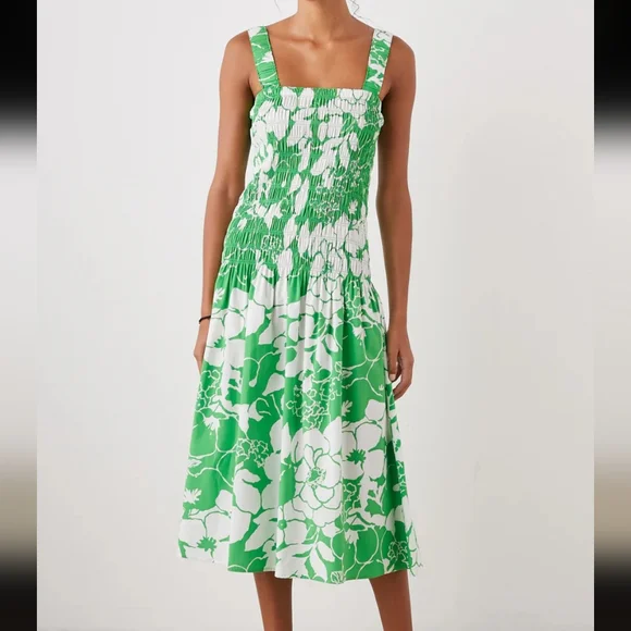 Rails Green and White Seville Floral Midi Dress - Picture 2 of 10